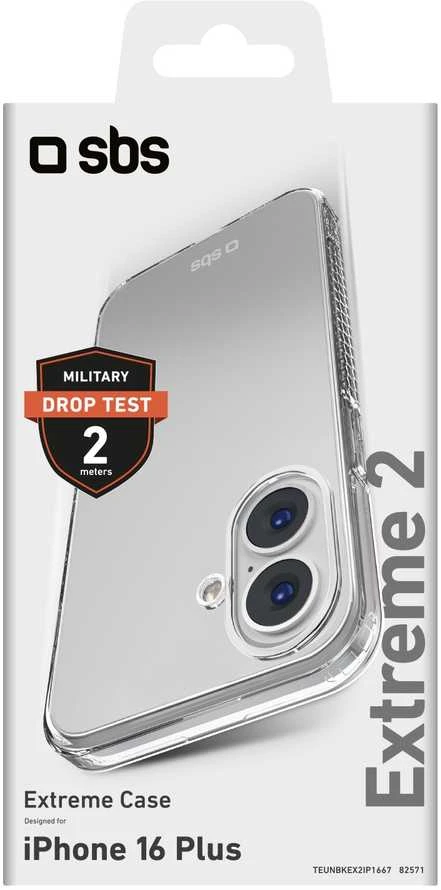 SBS dėklas „Apple iPhone 16 Plus Extreme X2“, skaidrus