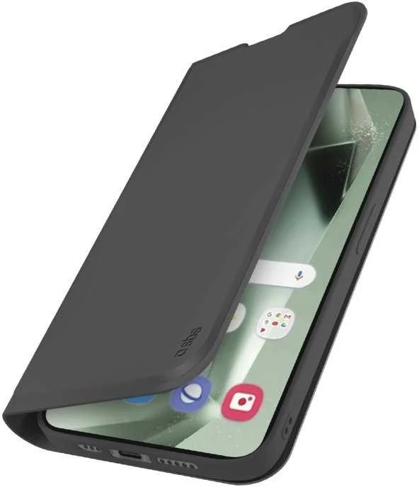 „Samsung Galaxy S24 FE“ piniginės formos lygus dėklas, pagamintas „SBS Juodas“.