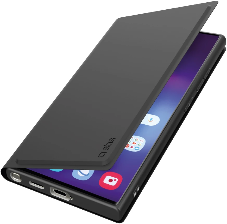 „Samsung Galaxy S25 Ultra“ piniginės formos lygus dėklas, pagamintas SBS Juodas