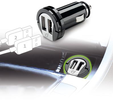 Cellular Line Dual USB automobilinis įkroviklis 2A Cellular juodas