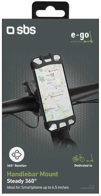 E-Go Holder 360° Rot Electric Scooter/Bike iki 6.5" By SBS Juodas