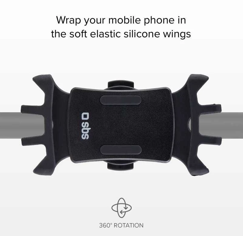 E-Go Holder 360° Rot Electric Scooter/Bike iki 6.5" By SBS Juodas