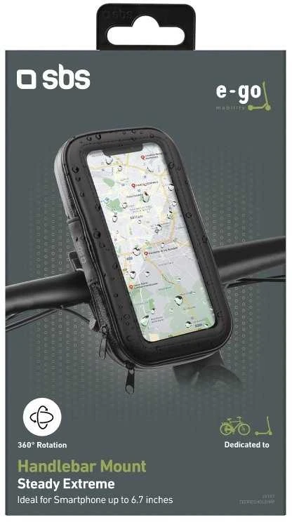 E-Go Holder Atsparus vandeniui for Electric Scooter/Bike iki 6.7" By SBS Juodas
