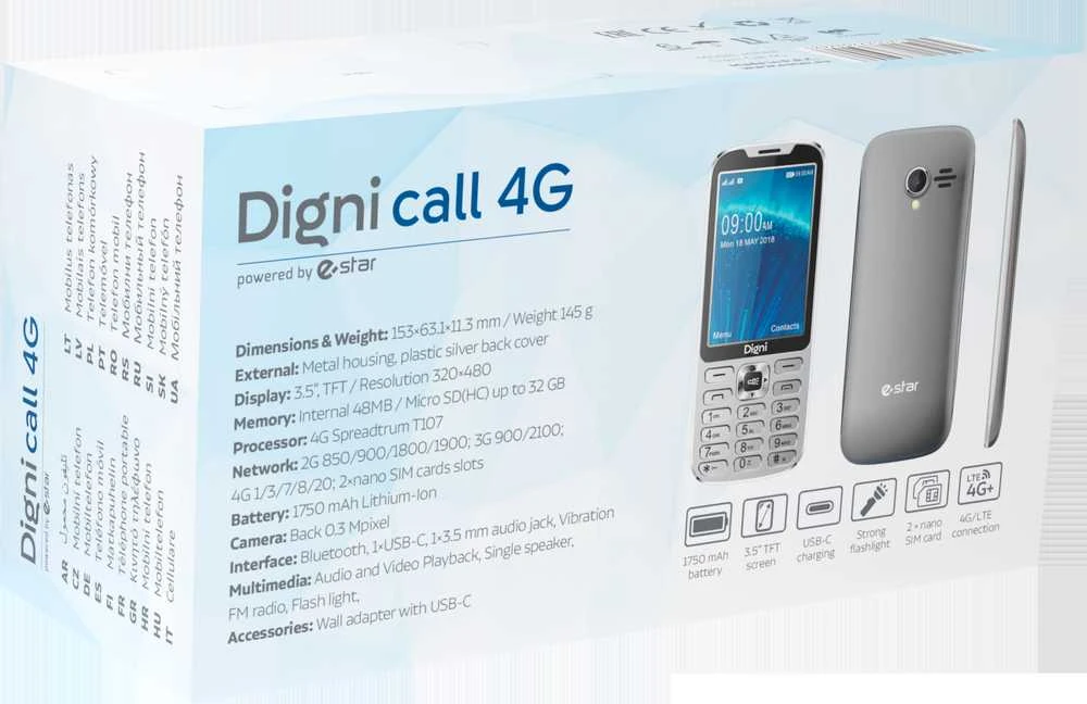 Mobilusis telefonas eStar Digni Call 4G 64MB Silver