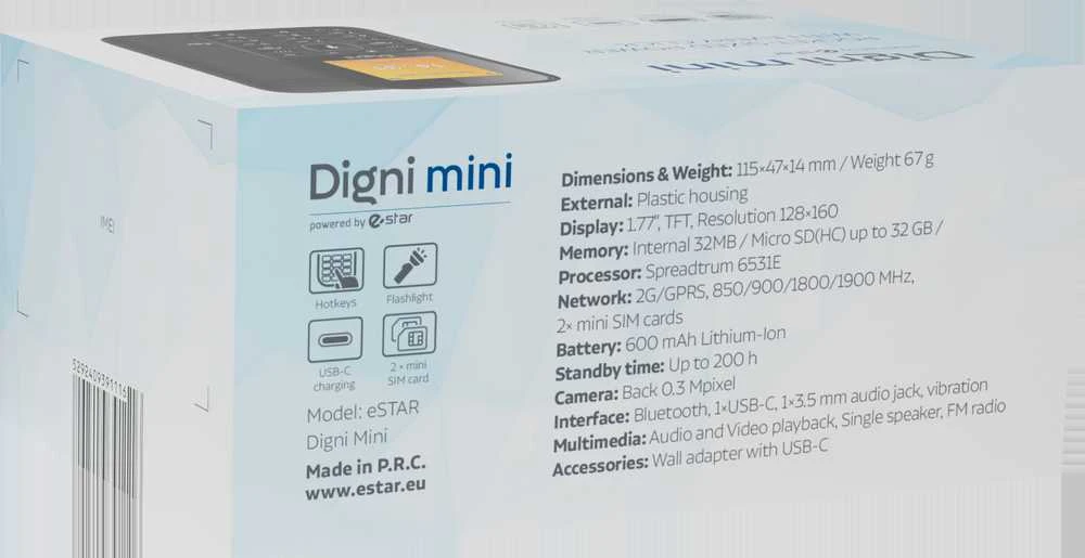 Mobilusis telefonas eStar Digni Mini 32MB Black