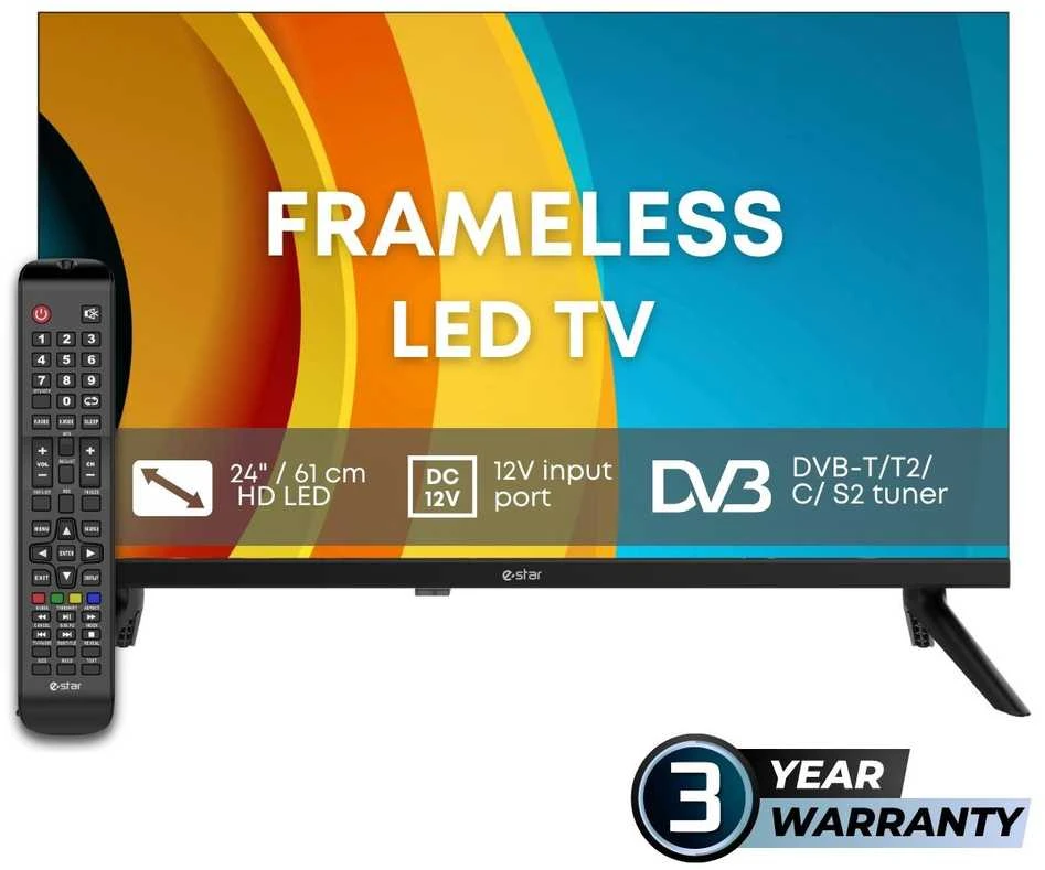 Televizorius eSTAR LED TV 24"/61 cm, LEDTV24R2T2, juodos spalvos