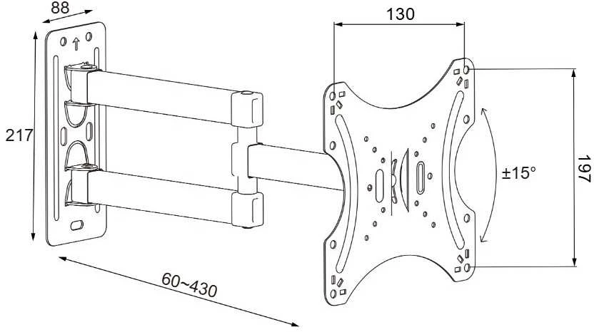 eStar TV Laikiklis/Wall mount 14"55"35kgV180°H15° CP302