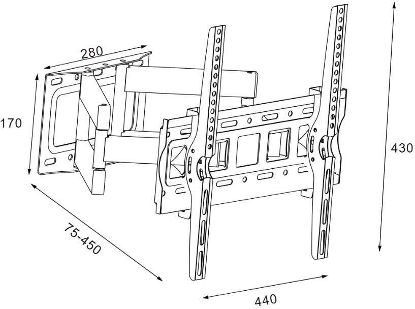 eStar TV Laikiklis/Wall mount 22"65"40kgV180°H15° CP412
