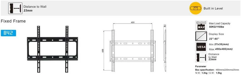 eStar TV Laikiklis/Wall mount 22"65"50kg B42