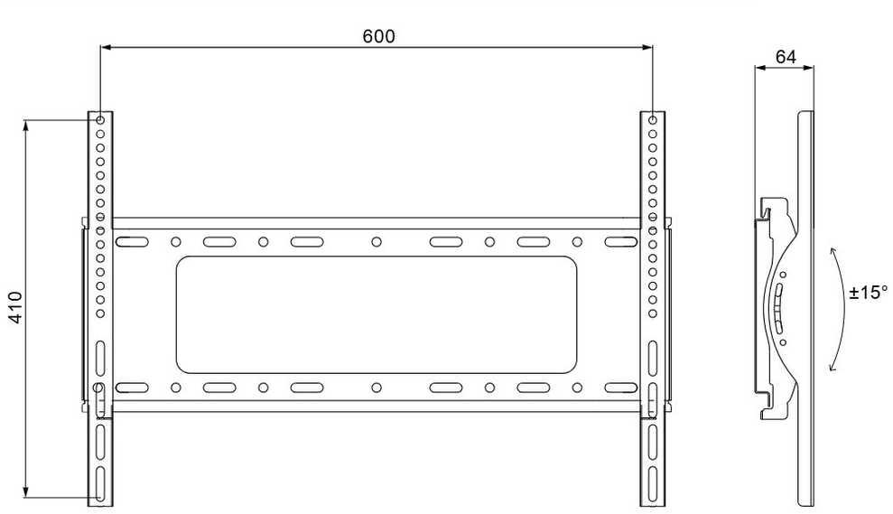 eStar TV Laikiklis/Wall mount 32"85"60kgH15° C55