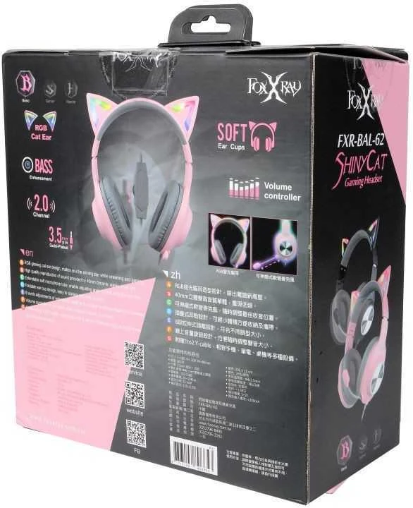 Foxxray ShinyCat žaidimų ausinės – originali pakuotė
