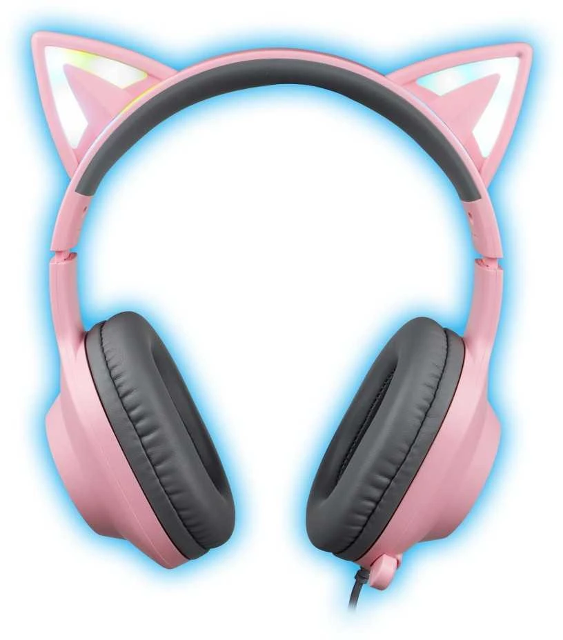 Foxxray FXR-BAL-62 PK ShinyCat Ausinės Žaidimams su laidu Rožinė/Pilkas
