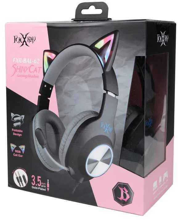 Foxxray FXR-BAL-62 BK ShinyCat Ausinės Žaidimams su laidu Juodas/Pilkas
