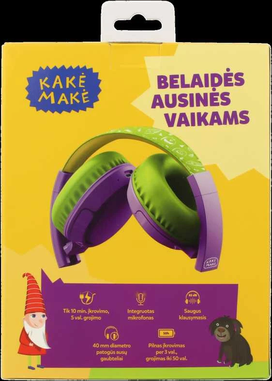 Kakė Makė Belaidės ausinės Vaikams Žalia-Violetinė