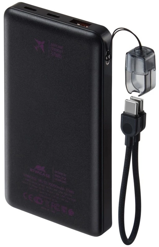 RIVACASE VA2311 Power Bank 10000 mAh QC/PD 22.5W Juodas