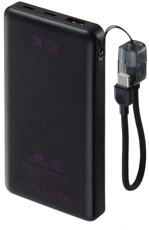 RIVACASE VA2311 Power Bank 10000 mAh QC/PD 22.5W Juodas