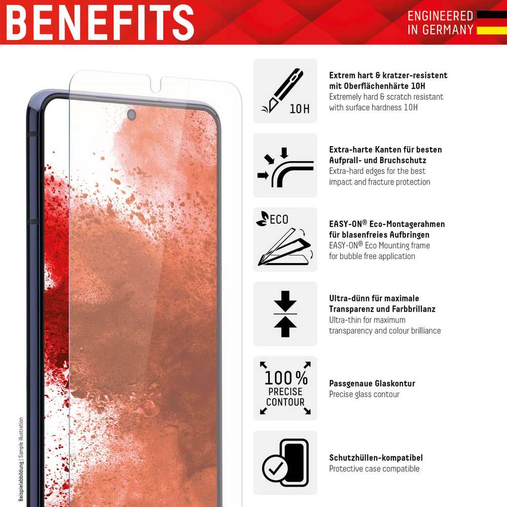 E.V.I. „Samsung Galaxy A14/14 5G Real 2D Glass By Displex Transparent“.