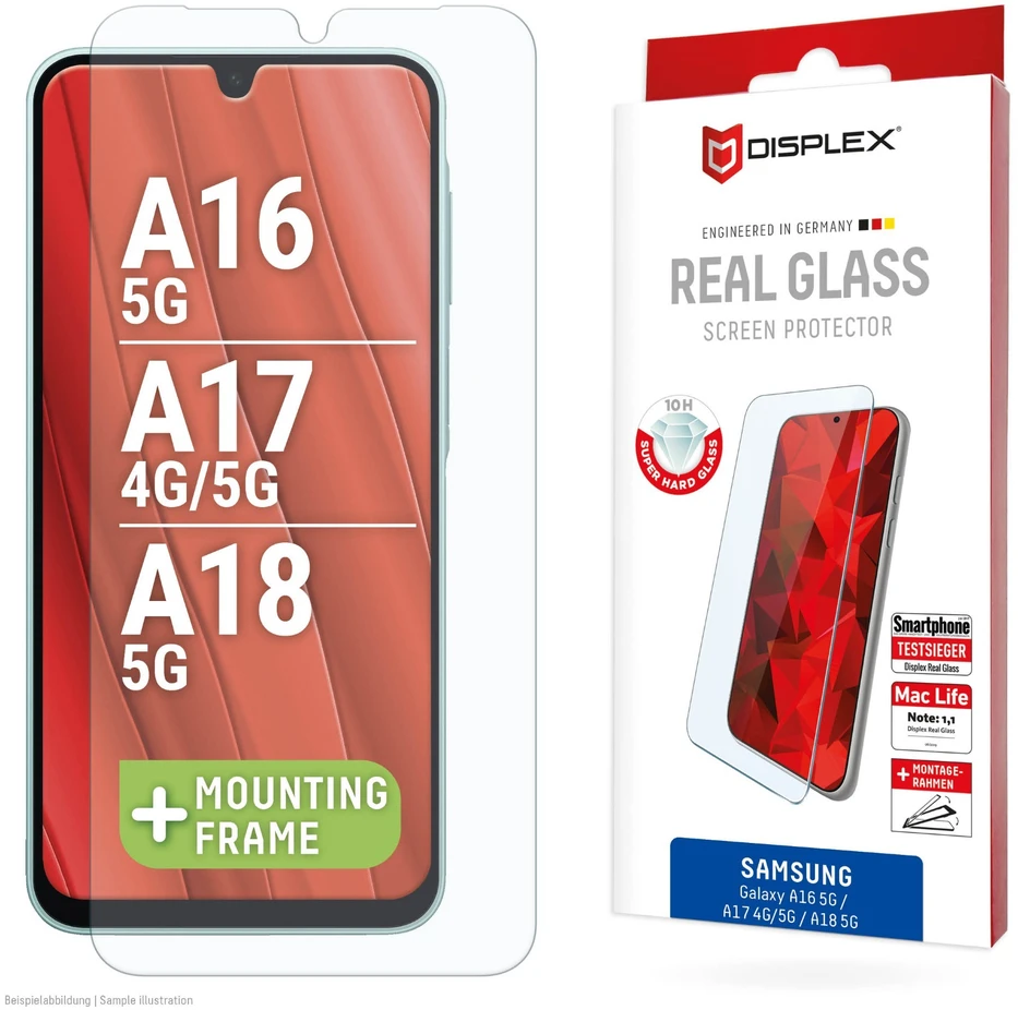 „Samsung Galaxy A16 5G/A17 4G/A17 5G/A18“ tikro ekrano stiklas, pagamintas permatomo „Displex“