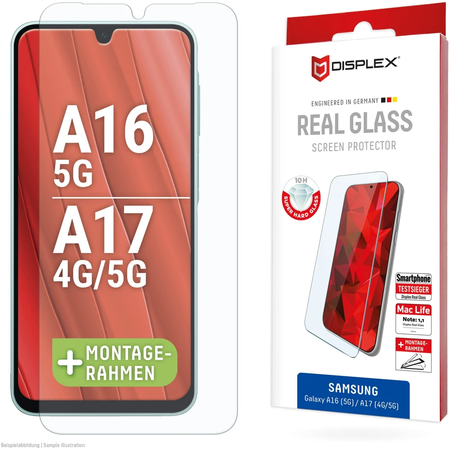 „Samsung Galaxy A16 5G/A17 4G/A17 5G/A18“ tikro ekrano stiklas, pagamintas permatomo „Displex“