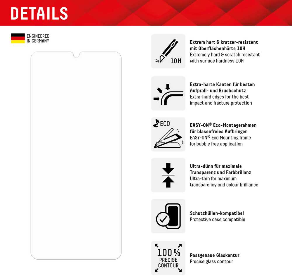 „Samsung Galaxy A34 5G Real 2D Glass By Displex Transparent“.