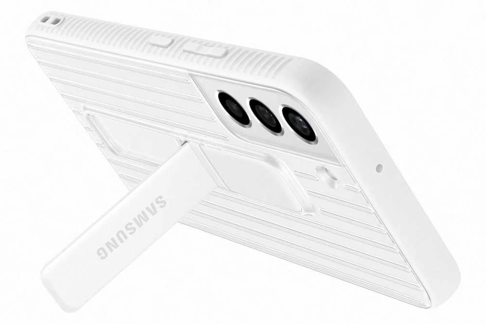 RS906CWE apsauginis stovimas dangtelis, skirtas Samsung Galaxy S22 Plus, Baltas (Baltas)