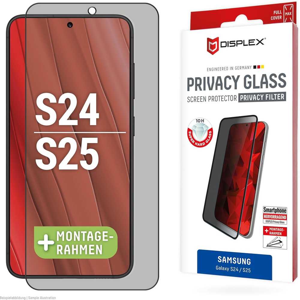 „Displex Juodas“ – „Samsung Galaxy S24/S25“ viso ekrano apsauginis 3D stiklas
