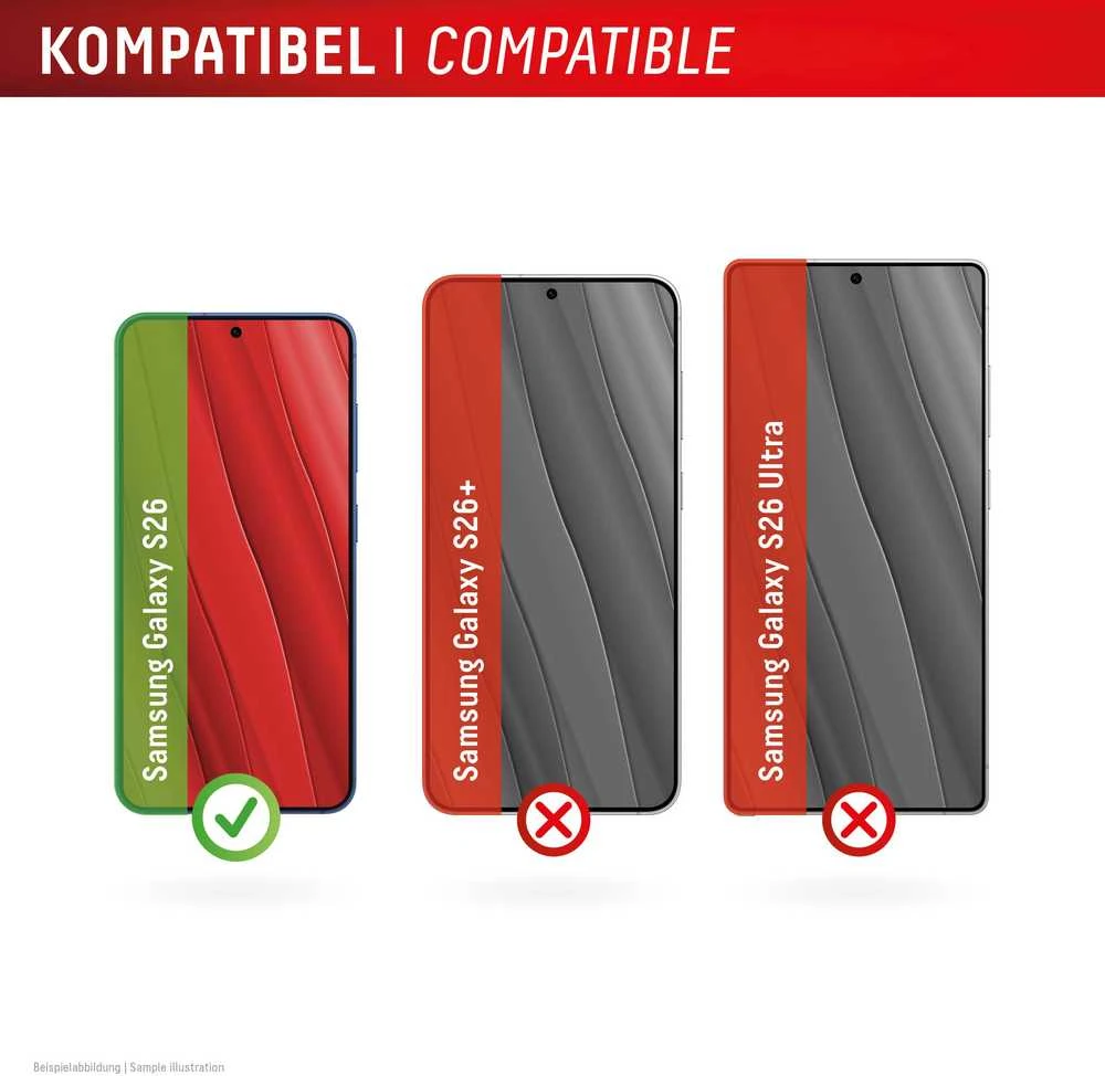 E.V.I. „Samsung Galaxy S26“ tikras ekrano stiklas MM + dėklas, pagamintas „Displex“ permatomas