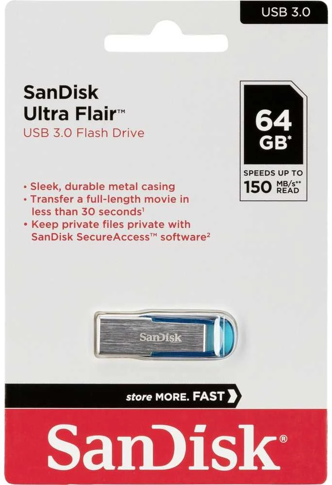 USB laikmena SanDisk 64GB Ultra Flair USB 3.0 150 MB/s