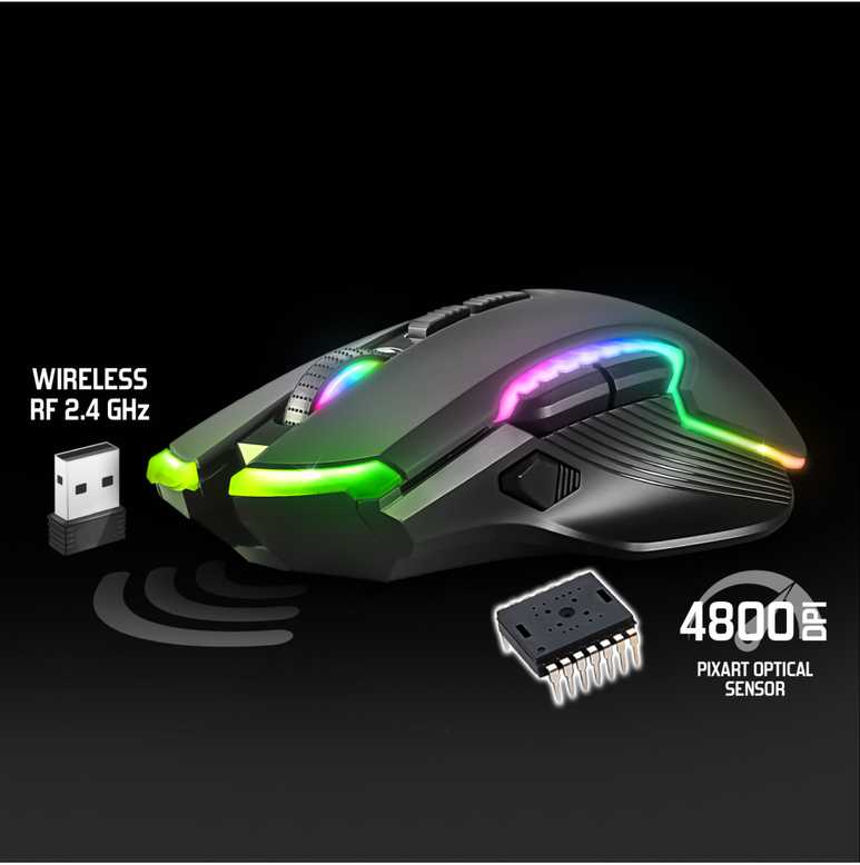 Carruzzo Spirit Of Gamer ELITE M70 RGB Belaidė pelė žaidimams Juodas