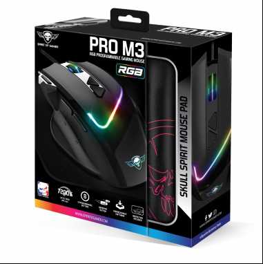 Spirit Of Gamer Pro Series Pelė žaidimams PRO-M3 RGB + Pelė kilimėlis Juodas
