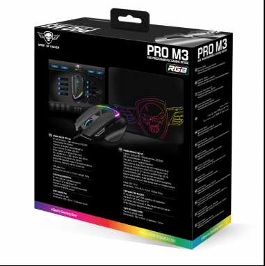 Spirit Of Gamer Pro Series Pelė žaidimams PRO-M3 RGB + Pelė kilimėlis Juodas