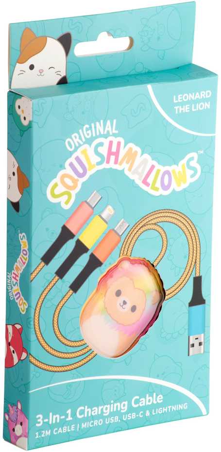 Kaku „Squishmallows“ 3in1 įkrovimo laidas (1,2 m) Leonard