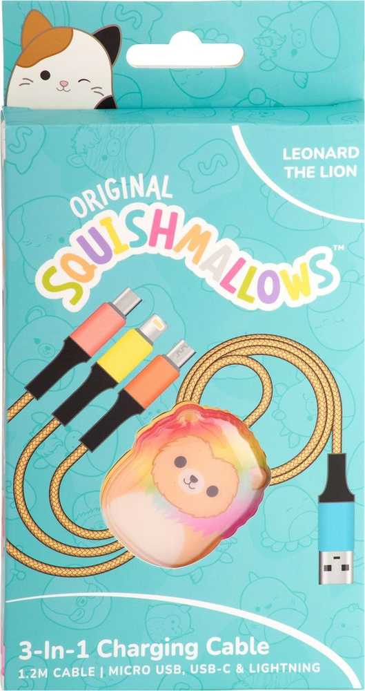 Kaku „Squishmallows“ 3in1 įkrovimo laidas (1,2 m) Leonard