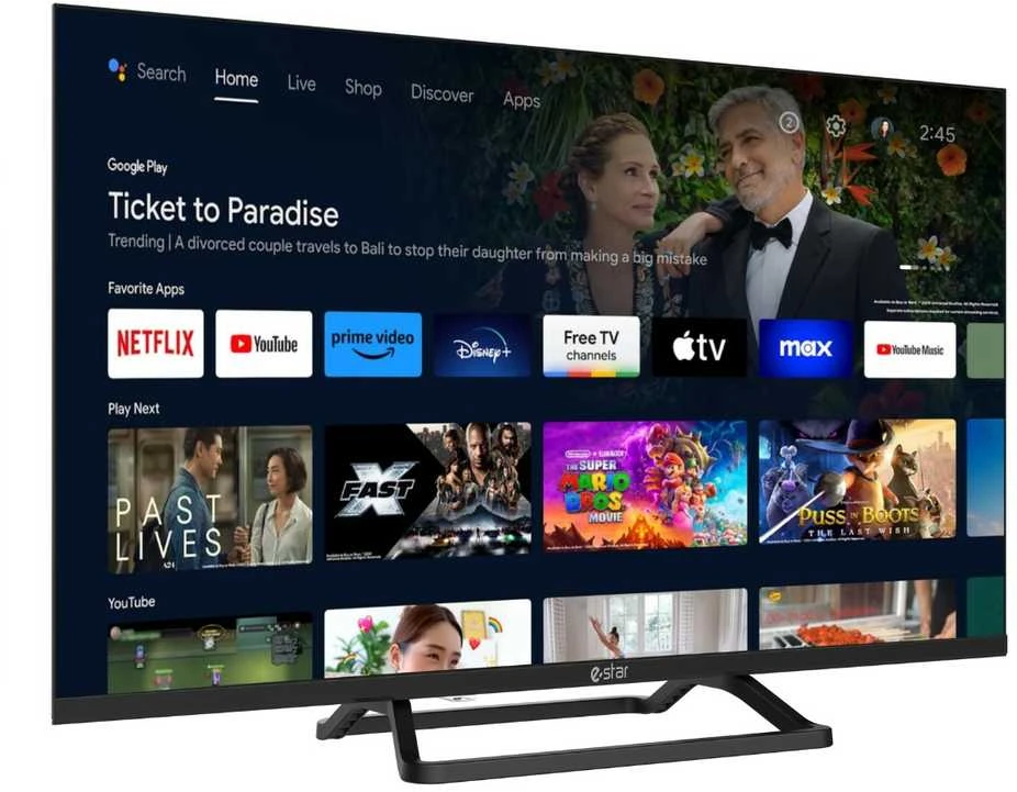 Televizorius eSTAR Android TV 32"/82cm 2K HD LEDTV32A3T2 Juodas