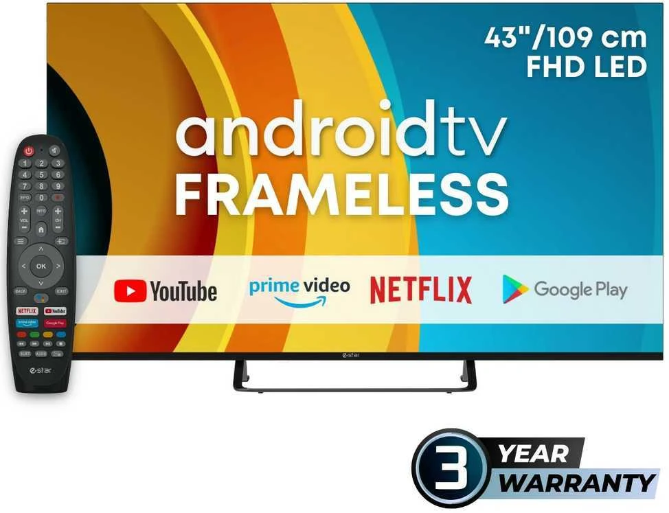 Televizorius eSTAR Android TV 43"/101cm 2K FHD LEDTV43A1T2 Juodas