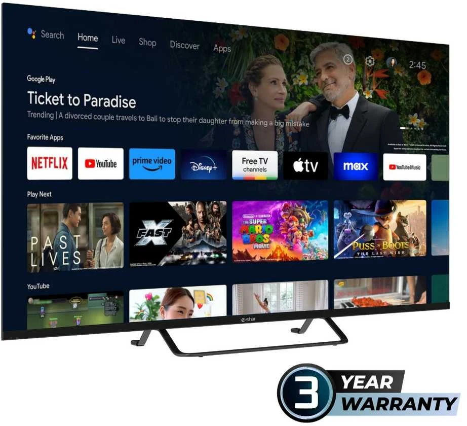 Televizorius eSTAR Android TV 43"/101cm 2K FHD LEDTV43A1T2 Juodas
