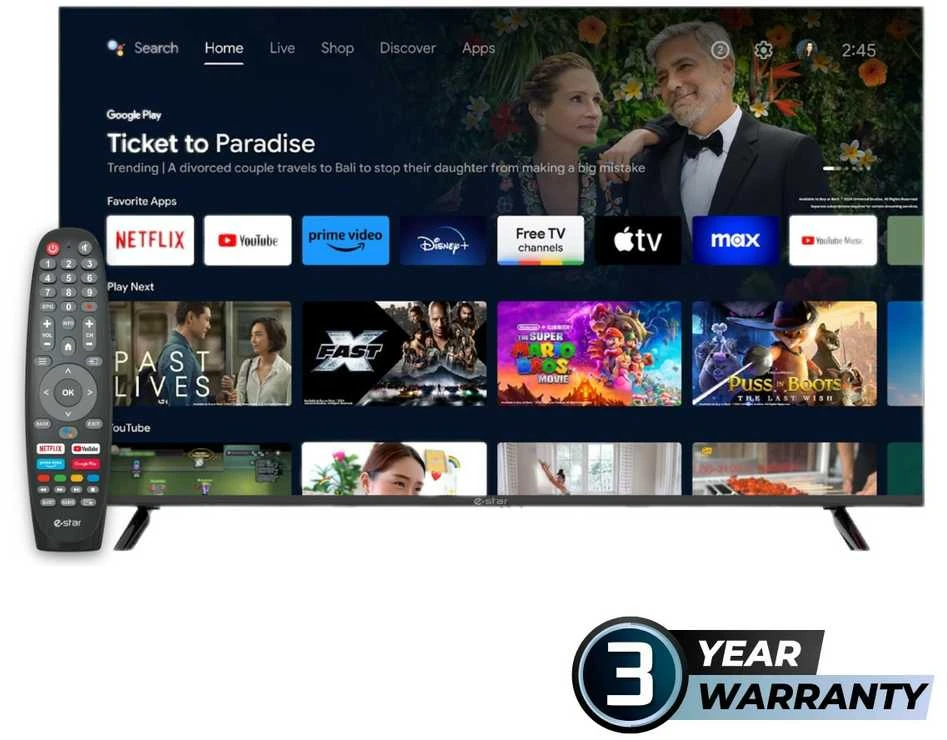 Televizorius eSTAR Android TV 55"/140cm 4K UHD LEDTV55A1T2 Juodas