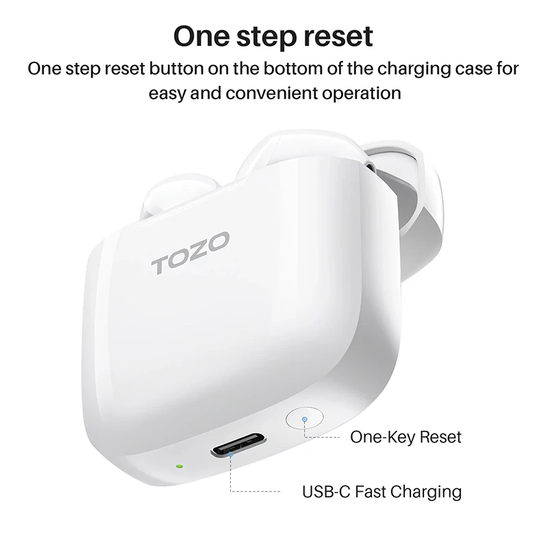 TOZO A3 Pro ausinių dėklas su USB-C ir reset mygtuku