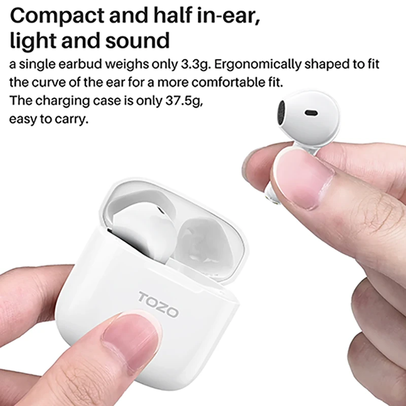 TOZO A3 Pro TWS Bluetooth ausinės, baltos