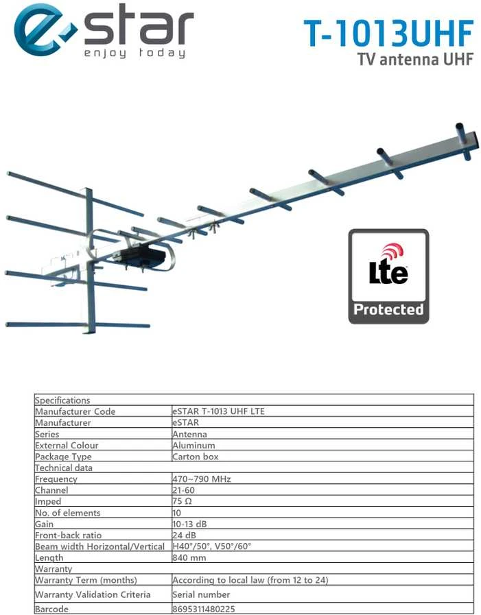 Star Spa TV STAR T-1013UHF Lauko antena