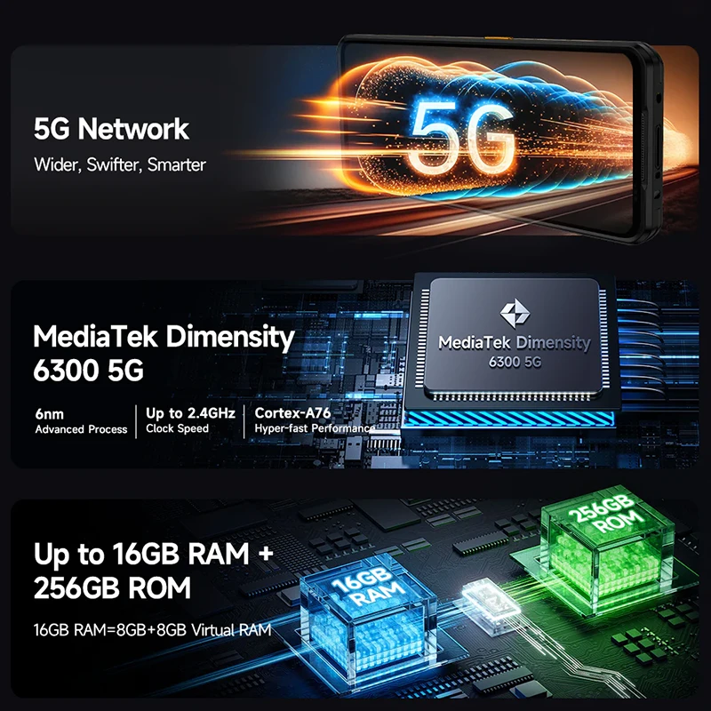 Ulefone Armor 25T Pro 5G smartphone 8/256GB Frost Juodas