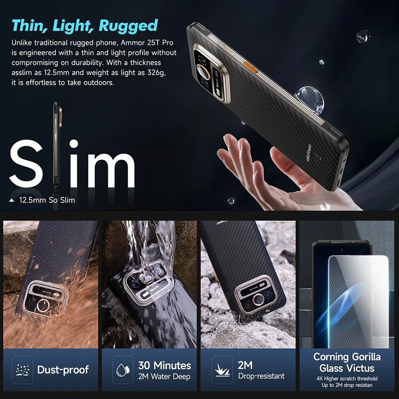 Ulefone Armor 25T Pro 5G smartphone 8/256GB Frost Juodas