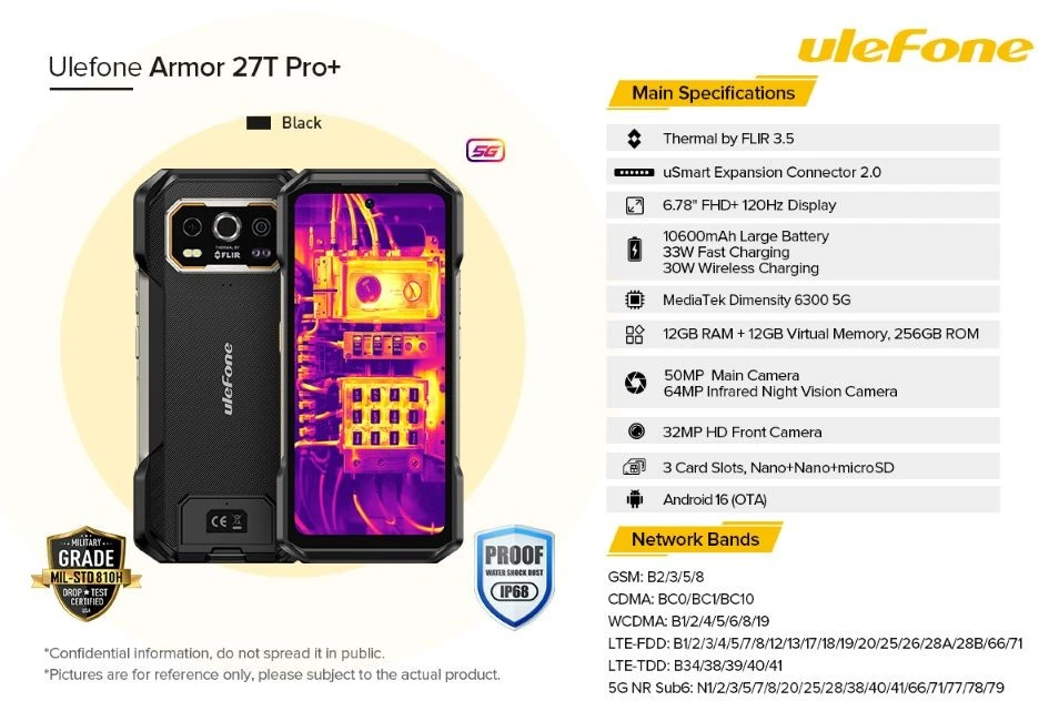 Ulefone Armor 27T Pro 5G išmanusis telefonas 12/256GB Juodas