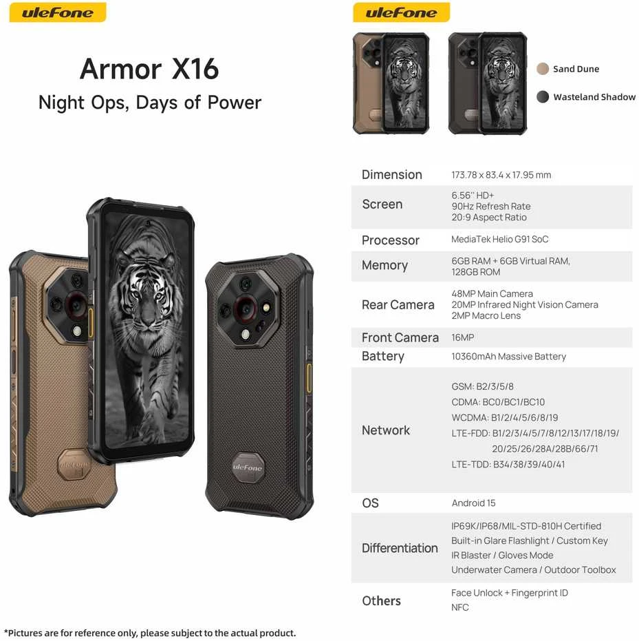 Išmanusis telefonas Ulefone Armor X16 6/128GB Wasteland shadow EU