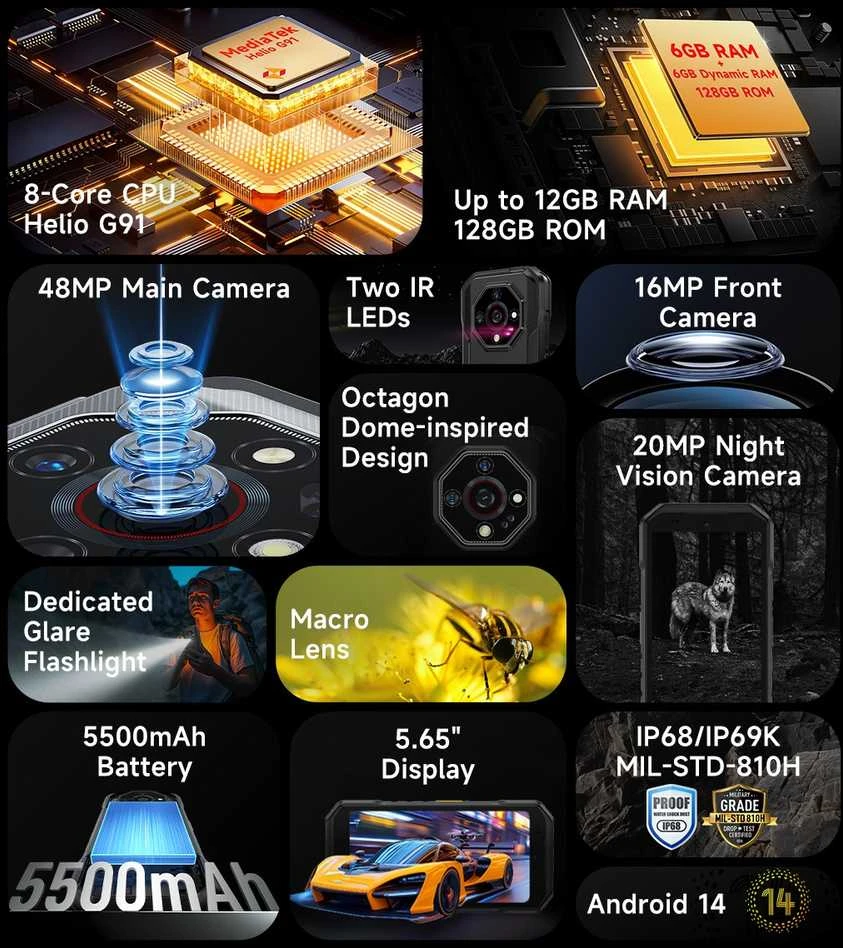 „Ulefone Armor X32 4G“ išmanusis telefonas 6/128 GB „Vivid Žalias“