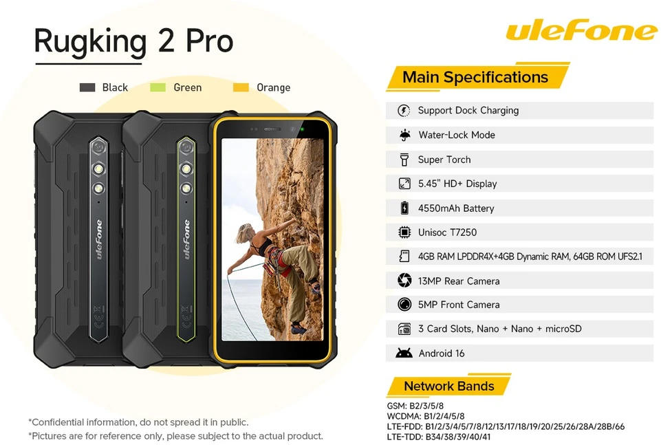 Ulefone RugKing 2 Pro 4G smartphone 4/64GB Juodas
