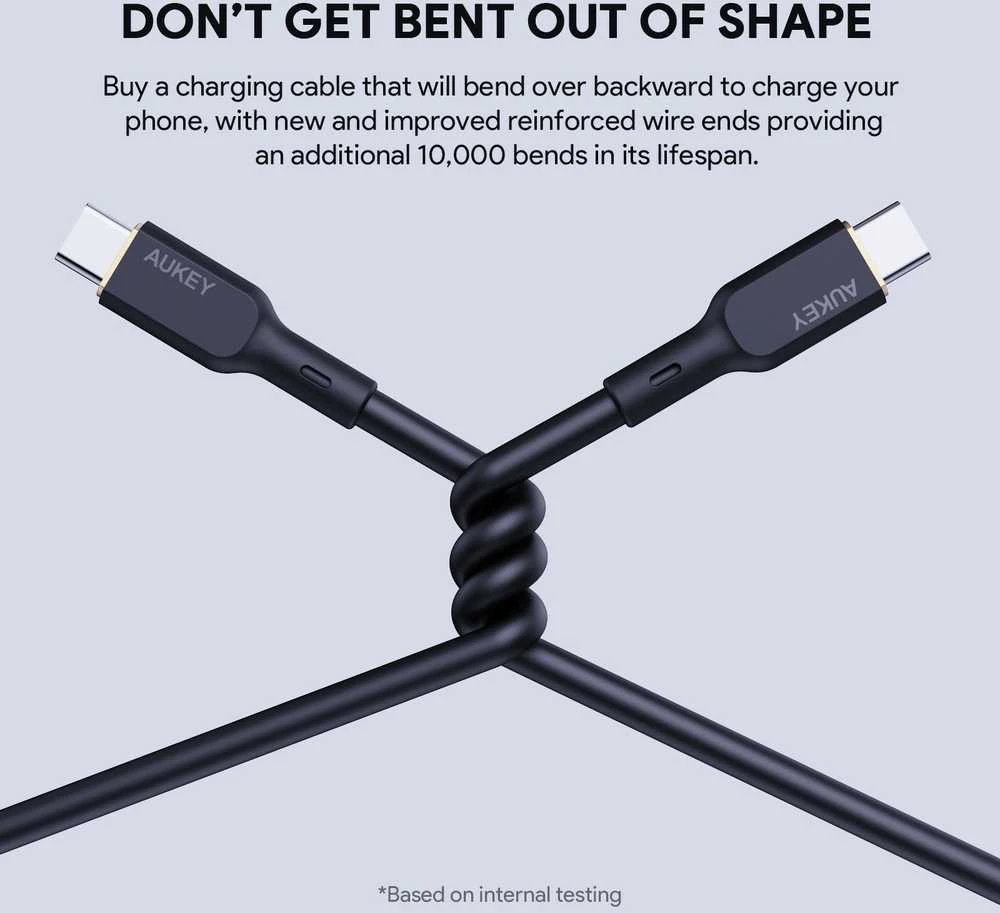 USB Kabelis - Aukey 100W 5A PD 1m, Juodas