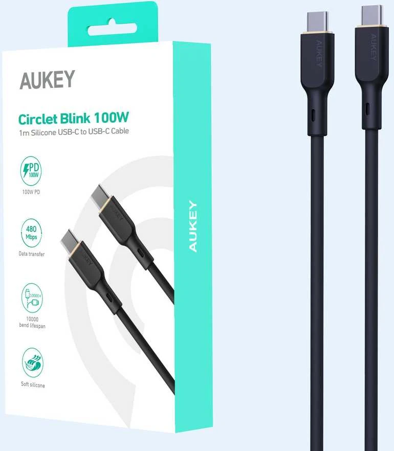 USB Kabelis - Aukey 100W 5A PD 1m, Juodas