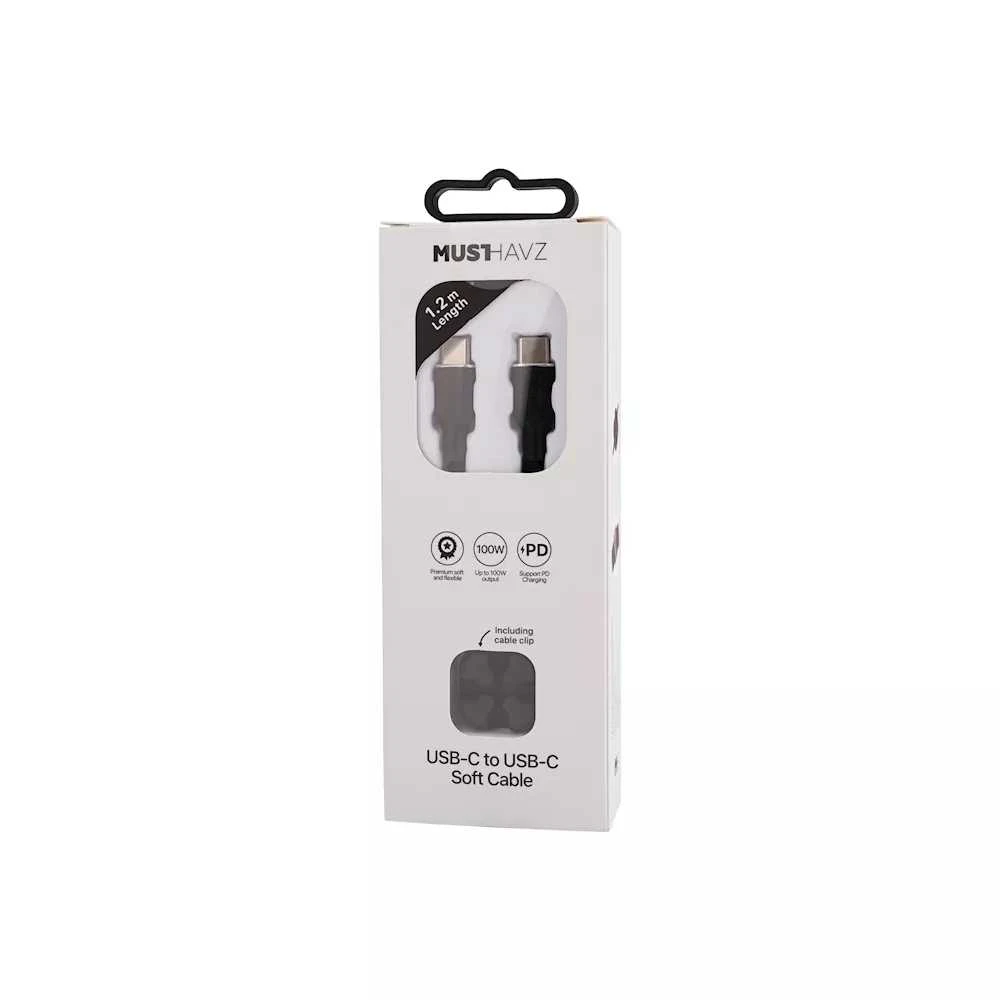 USB-C to USB-C Soft Cable 1.2 m 100W by Musthavz Juodas
