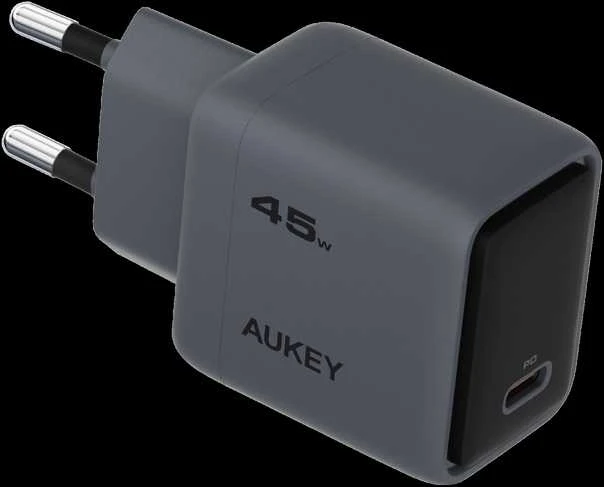Sieninis įkroviklis 45W USB-C, PD GaN By Aukey Dark Pilkas